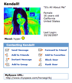 911official:  popculturediedin2009:  Kendall (horsegirlkj) and Kylie (kyliesalollypop) Jenner’s Myspace profiles, October 2007  this is contemporary art tbh 