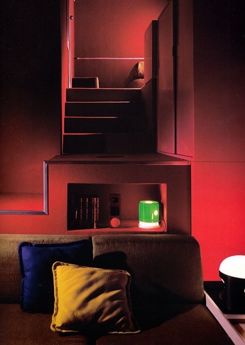 connieportershiplog:setdeco:JOE COLOMBO, The Red Apartment, Milan Italy, 1963Profondo Rosso