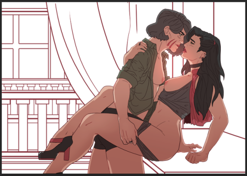 badasspantiestalker:Lin and Asami getting a bit drunk at a gala. YES!!!! >;9