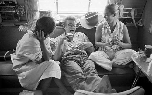 James Dean Visiting Elizabeth Taylor In Her Trailer During The Filming Of Giant (1955)
