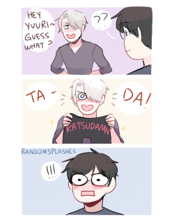 randomsplashes:  randomsplashes: how to surprise ur fiance by victor nikiforov: buy him leggings that say ‘katsudamn’ lol (redbubble!) bonus: damn yuuri…looking good in those leggings   👌💯 (redbubble stickers)