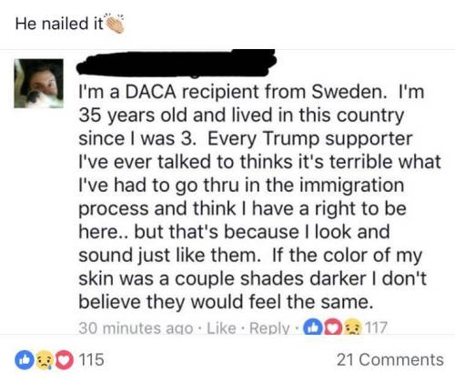 mydadisindianajones:It’s not about “illegals stealing our jobs,” it’s about not being white. If anyo