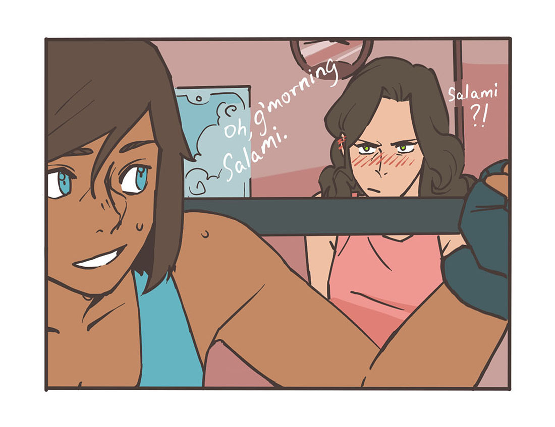 artsypencil:  Korra and Salami I’m extremely proud of this comic strip! Please