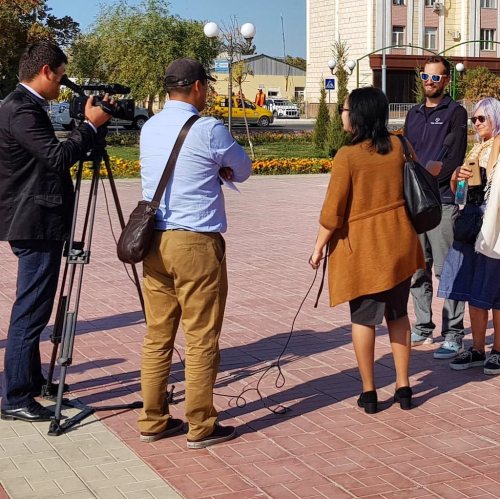 A quick local TV interview in the northwestern autonomous region of Karakalpakstan. . . . . #uzbek