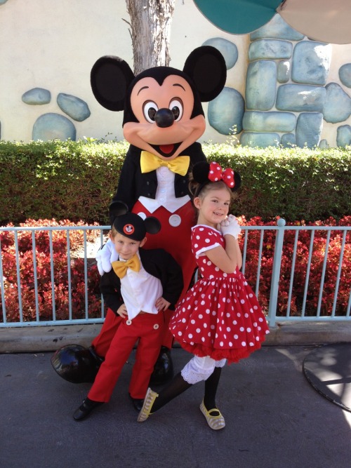 The Mouse family. (Minnie&rsquo;s dress was made from fabric from Joann&rsquo;s fabric, bloo