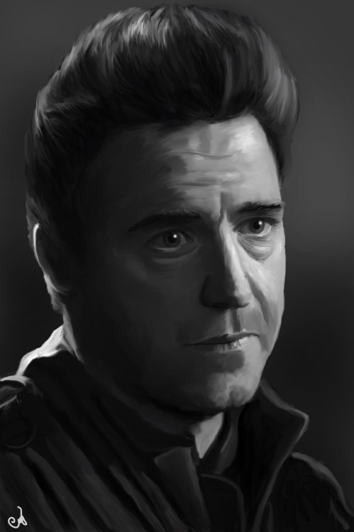 Black and white portrait of Carson Beckett of Stargate Atlantis.