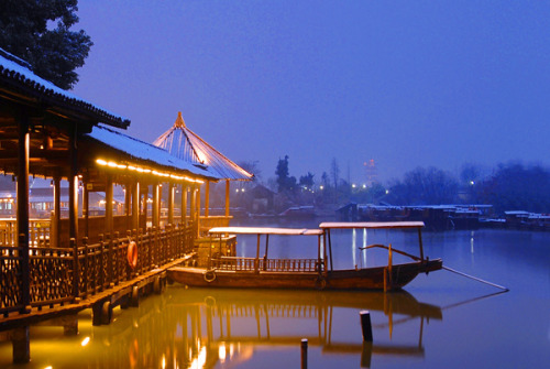 snow & water town in china