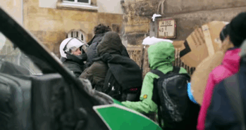 kropotkindersurprise:  2013 - Antifascists break through police lines to block a
