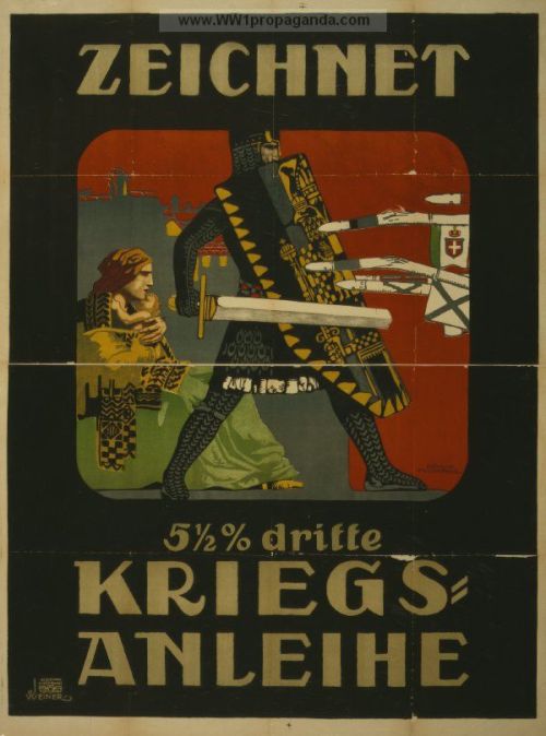 greatwar-1914: Austro-Hungarian war loan posters.  Austrian propaganda, trying to reach an ethn