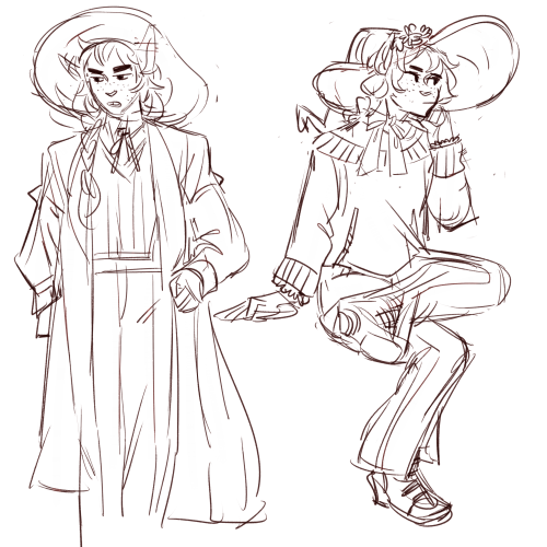 herbgerblin: [ID: Four sketches of Taako, an elven wizard, in different outfits. The first outfit lo