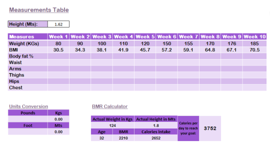 10 Weeks Weight Gain Tracker Available!