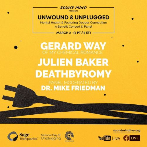 gerardway: I’m excited to speak at #UnwoundAndUnplugged, presented by @/soundmind_live and @/n