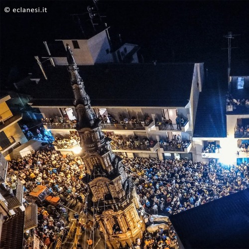 A wheat obelisk build in honor of Madonna Addolorata during the “Grande tirata” farmer festival in M