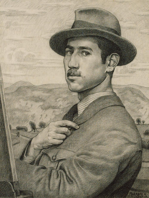 thunderstruck9:Arnold Auerbach (British, 1898-1978), Self Portrait, 1922. Soft pencil, 23 x 18 in.