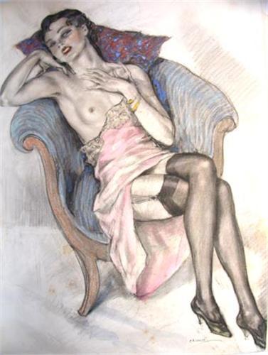 cg54kck:  La Garçonne. Fifteen etchings in color engraved by LouisMaccard, based on original compositions by Édouard Chimot. Paris, Francis Guillot,(1936).