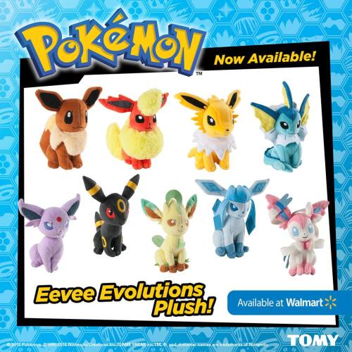 pokemon-global-academy:    Pokémon fans, Eevolution plush are at WalMart, but they’re going quickly! Gotta catch ‘em fast in stores! - Tomy