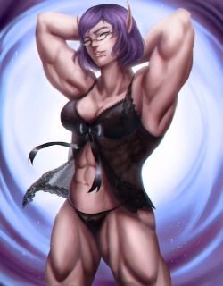 musclegirlart:  Something More Comfortable by amcelelgort