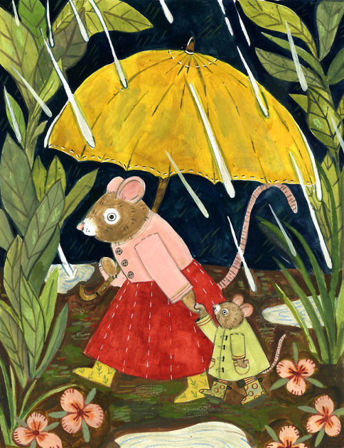 madisonsaferillustration:Nothing beats a springtime rain! The snow is is still pretty cake on the gr