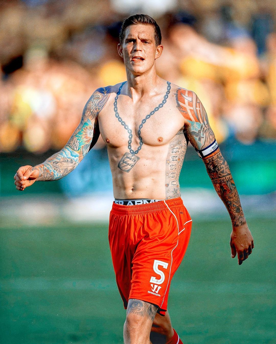 Liverpools Daniel Agger shows off his tattoos | Sportimage