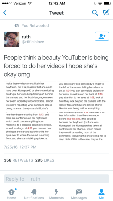 yarksieyax:  thechamberofsecrets:  …….. This is so terrifying please look up Marina Joyce on youtube because this is disturbing and I really hope she’ll be okay because oh my god..  Full post with links to specific videos: https://justpaste.it/wm1b