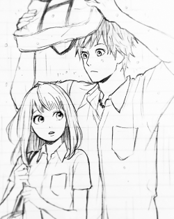 dailyshoujo:  suwa shielding naho from the rain  ♡  