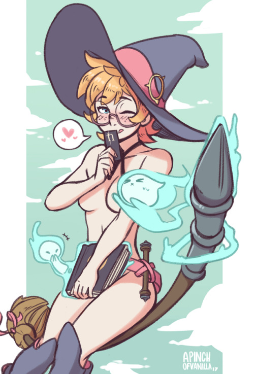 apinchofvanilla:Finally cleaned up the sketch a bit and colored it! Have some lewd LWA fanart! ;9