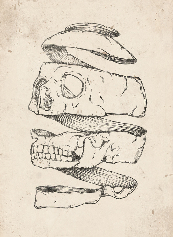 ex0skeletal:  (via Twister Skull Art Print by Mike Koubou | Society6)