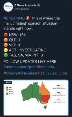 derinthescarletpescatarian:secondimpact:radiofreederry:Hey man. Whats going on down there. ALThelp?????America gets deadly bacterial outbreaks in their meat and milk every six months but we get ONE hallucinating spinach incident and everyone acts like