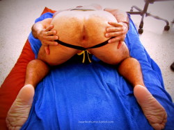 bearfoothunter:  pure hunger for cock, also known as sub holes on display. this is the position a sub assumes when the hunger it feels inside for cock gets so great it offers itself to a MAN to use as HE chooses. 