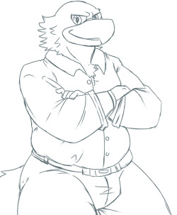 Some sort of bird-guy to attempt to practice bird characters and clothing. . I&rsquo;m way too sleepy to do better lines or name this guy lol.