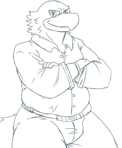 Some sort of bird-guy to attempt to practice bird characters and clothing. . I’m way too sleepy to do better lines or name this guy lol.
