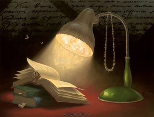 bibliolectors: Light reading / Luz lectora (ilustración de Vladimir Kush)