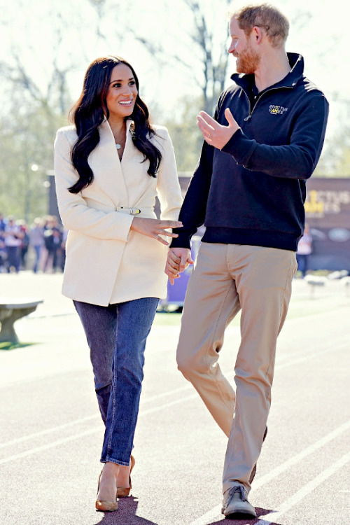 The Duke and Duchess of Sussex attend the Athletics Competition during day two of the Invictus Games