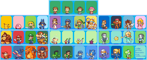 neorice:  Smash 4 roster so far!Definitely didn’t expect to see Ike today! He’s looking ripped though!Here’s all the SSB4 roster sprites so far! 