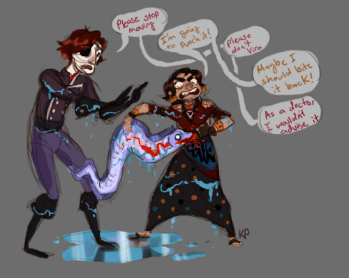 Some fun story sketch moments with my Fan Apprentice! Vira’s bump in with Julian outside the R