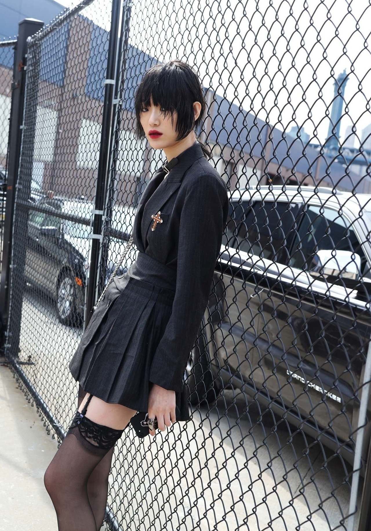 Black-is-no-colour — New York Fashion Week, Street Style. Model Sora