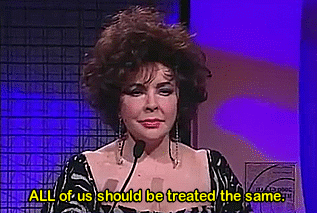 sparklejamesysparkle:  Elizabeth Taylor’s eloquent and powerful speech while accepting the  Vanguard Award at the 11th annual GLAAD Media Awards in 2000.  (1 of 3)     After her dear friend and co-star Rock Hudson announced that he had AIDS prior to
