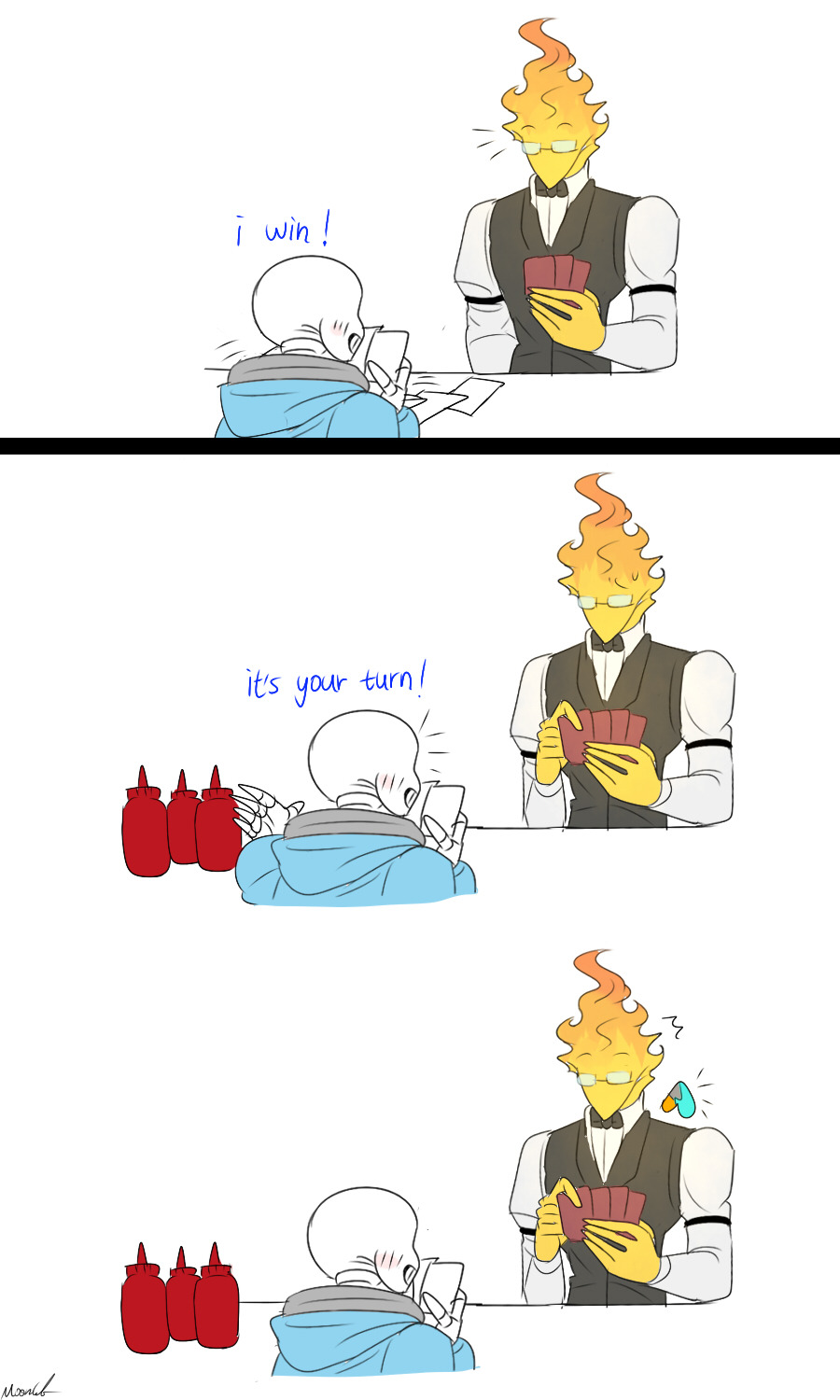 mooncatyao:  [Cheat] Grillby &amp; little Sanslike father like son? XDDDDDDDDDDDOnly