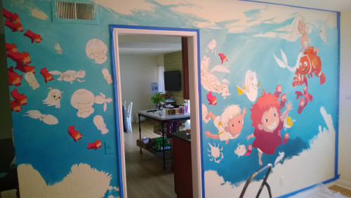 ca-tsuka:  Ghibli/Pixar/Disney undersea mural painted by a father for his daughter’s 2nd birthday (source). 