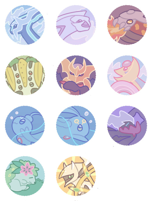 ALL 107 generation 4 pkmn as button designs that I’ve been working on the past couple months,,