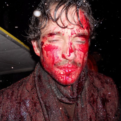 patroclusdefencesquad:blood covered hugh dancy bts of hannibal my beloved ❤️