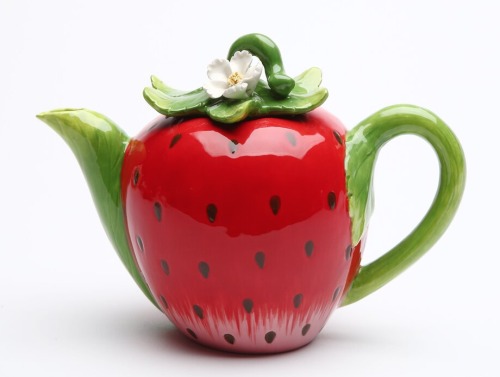 peachblushparlour:Flower Teapot, Strawberry Teapot, Roses Teapot, Cabbage Teapot, Pink Roses Teapot,