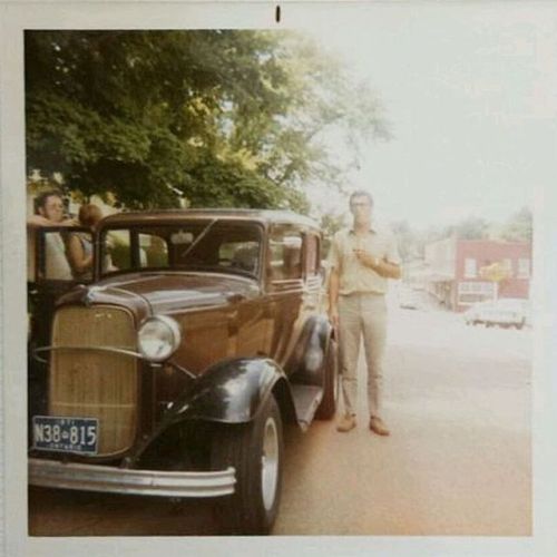 My dad @cox_gerry next to #cox032 in 1971 with @speedwriter on the passenger side! #2tone #deuce #32