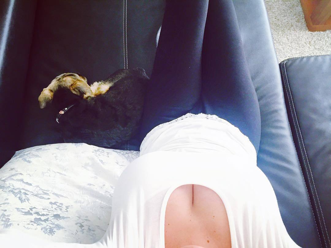 Watching TV with my best buddy #Big 🐶❤️ #ILoveDogs #cleavage #relax #cute