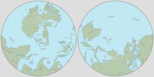 The world map of the planet Gaia. An alternative Earth.