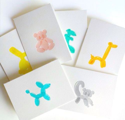 Letter-pressed balloon animal cards by Lilikoi