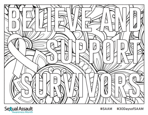 April is Sexual Assault Awareness and Prevention MonthThis downloadable coloring page and a TON of p