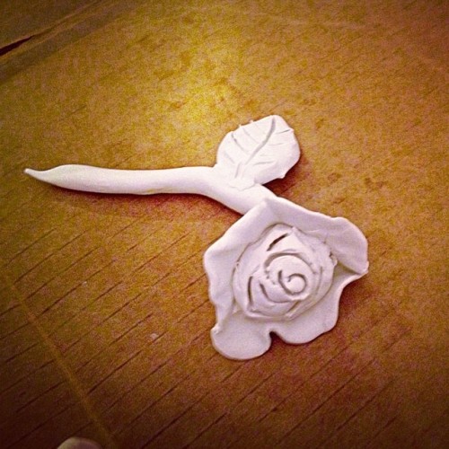 Clay night. #firsttime #rose #clayrose #baked #bakingclay #create #byhand #handmade #flowers #likes 