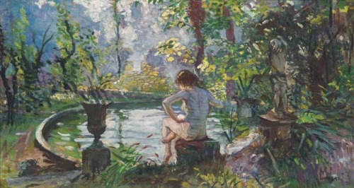 Camille-Nicolas Lambert (1874 - 1964)Jeune fille au bord du bassin