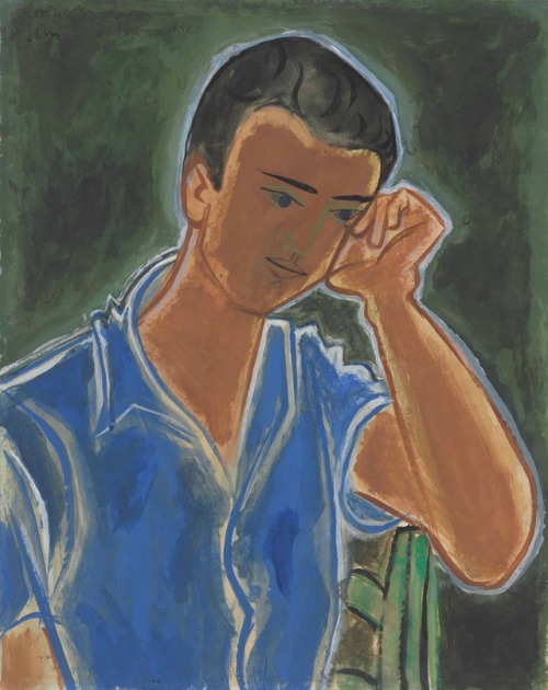 thunderstruck9:John Craxton (British, 1922-2009), Greek Fisherboy, 1956. Gouache, 57.2 x 44.5 cm.